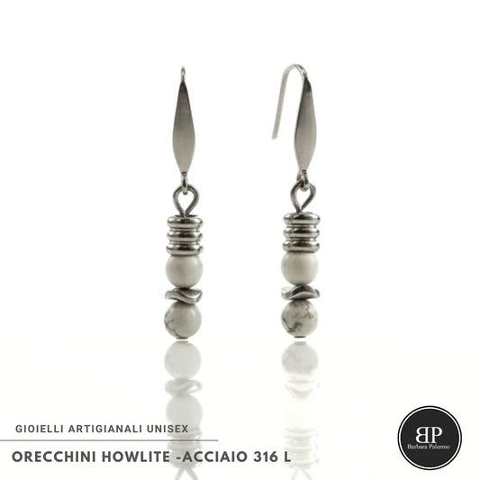 Orecchini in Howlite e Acciaio 316L