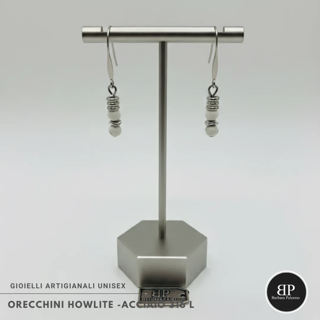 Orecchini in Howlite e Acciaio 316L