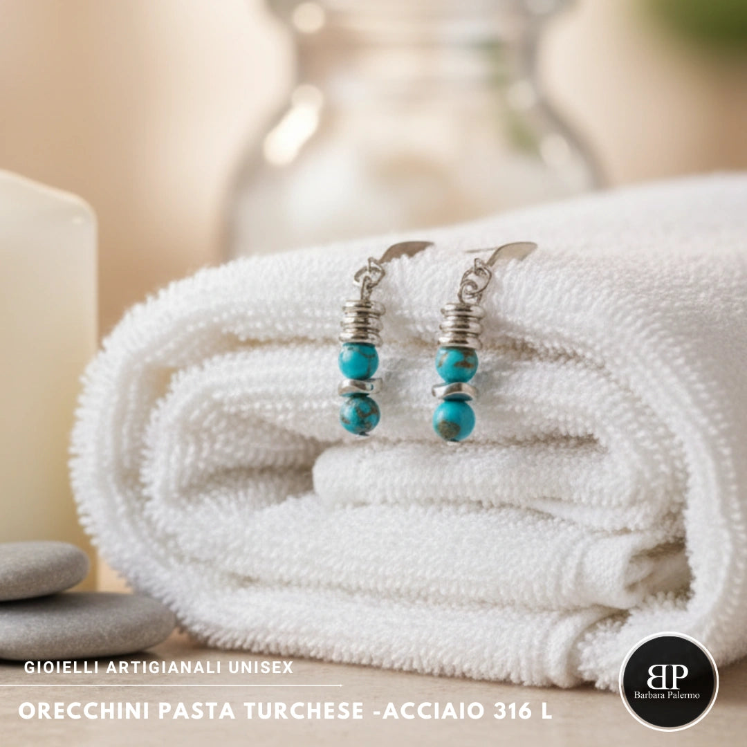 Orecchini Donna in Pasta Turchese e Acciaio 316L