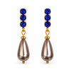 Orecchini NÉA Goccia Bronzo Perlato con Zirconia Blu Zaffiro Oro