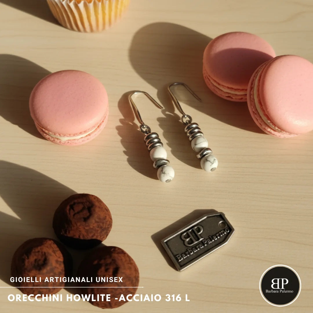 Orecchini in Howlite e Acciaio 316L