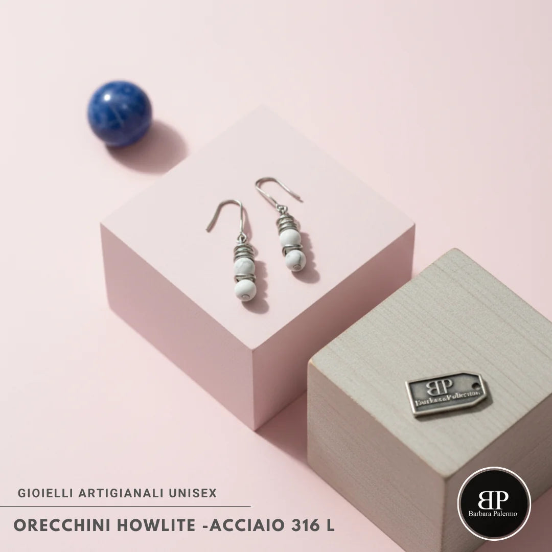 Orecchini in Howlite e Acciaio 316L