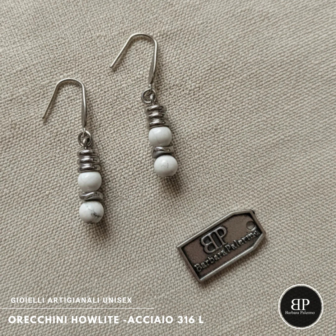Orecchini in Howlite e Acciaio 316L