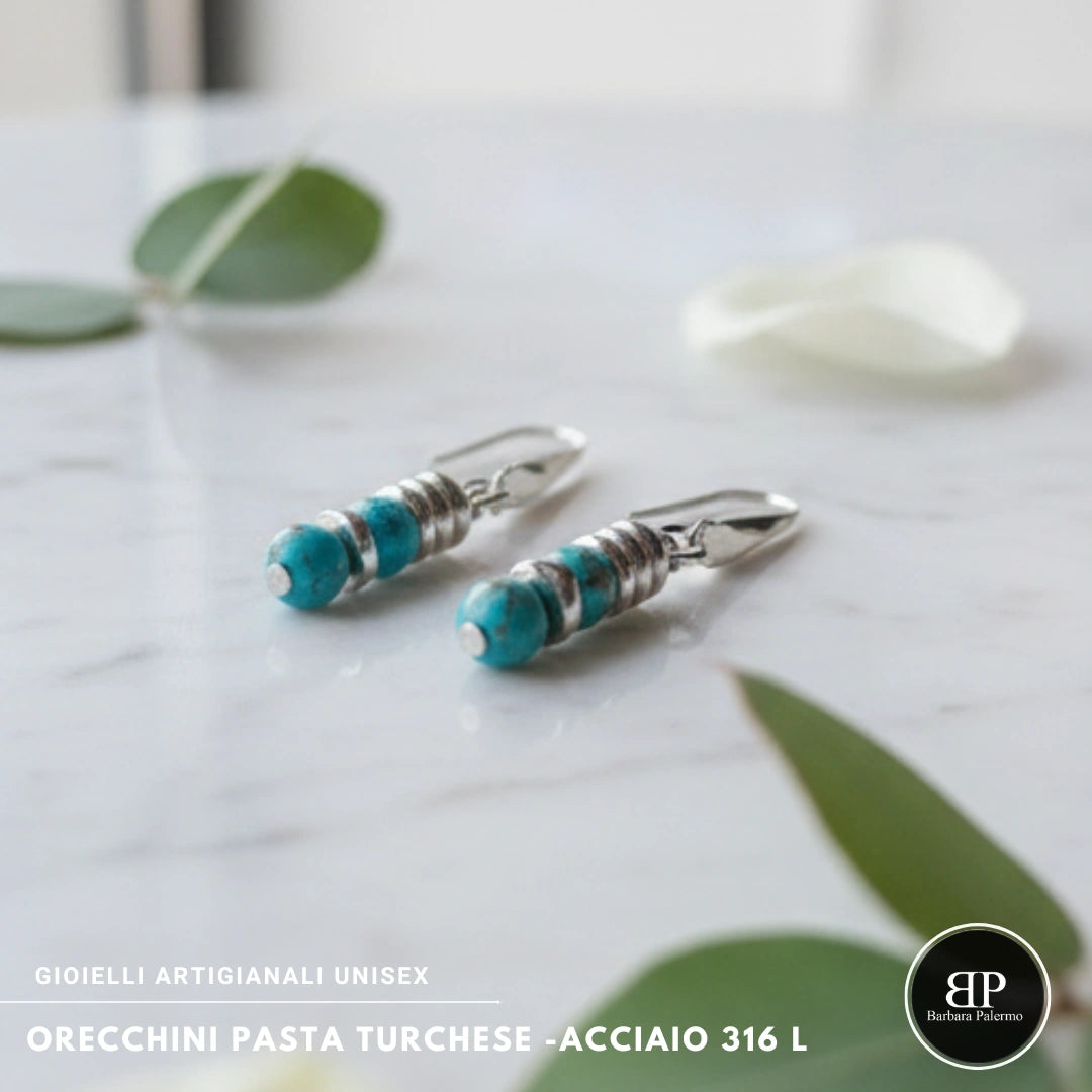 Orecchini Donna in Pasta Turchese e Acciaio 316L
