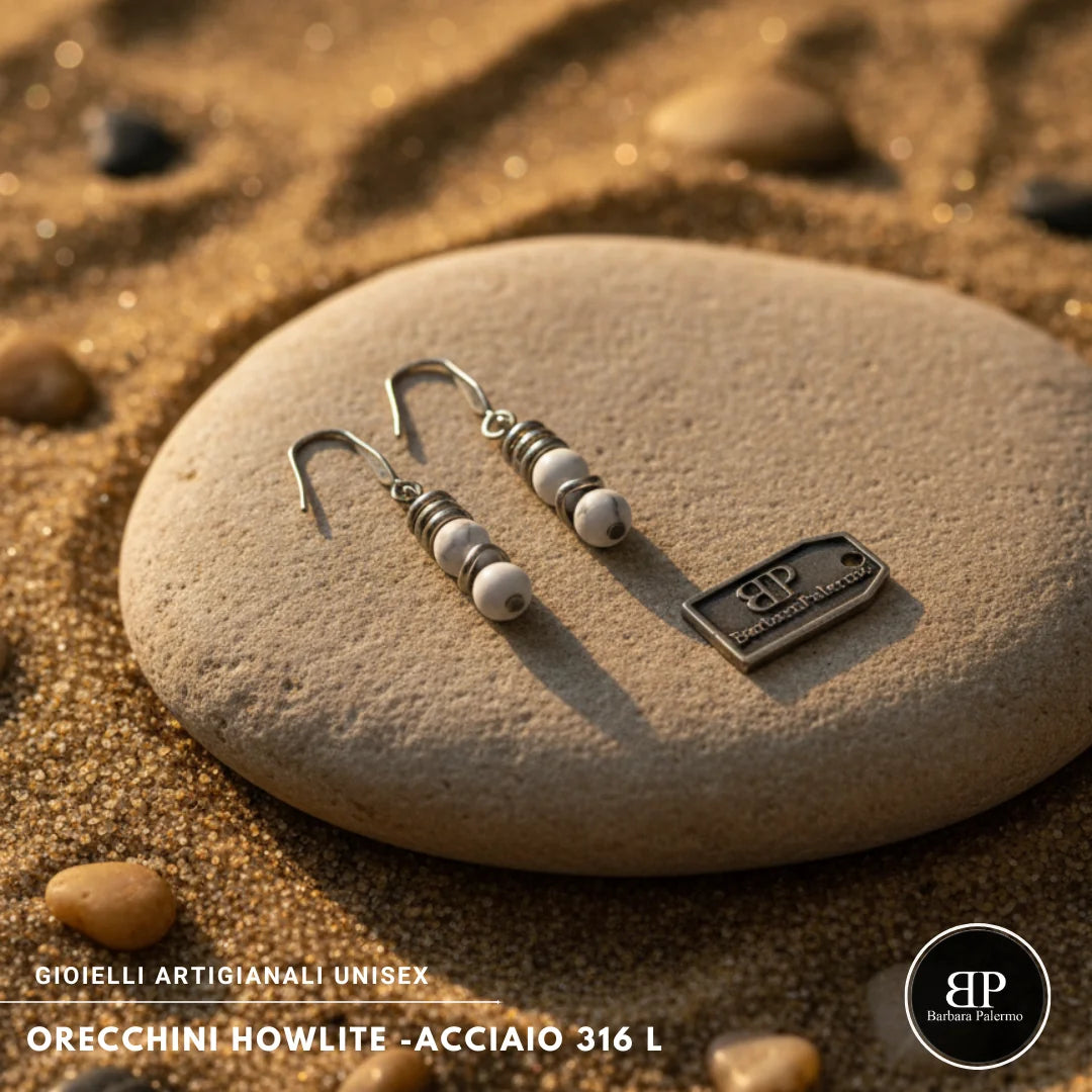 Orecchini in Howlite e Acciaio 316L