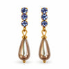 Orecchini NÉA Goccia Bronzo Perlato con Zirconia Blu Lavanda Oro