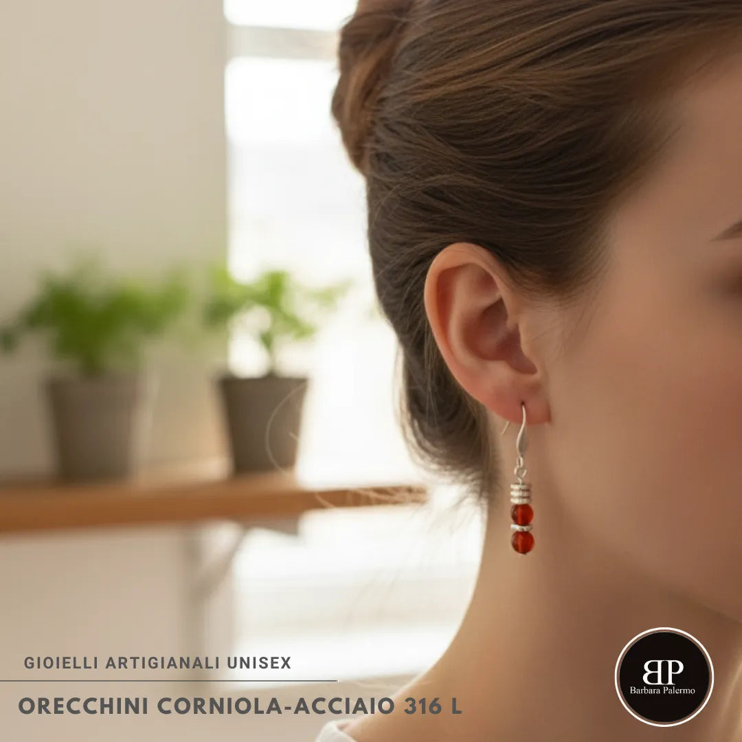 Orecchini Corniola – Acciaio 316L