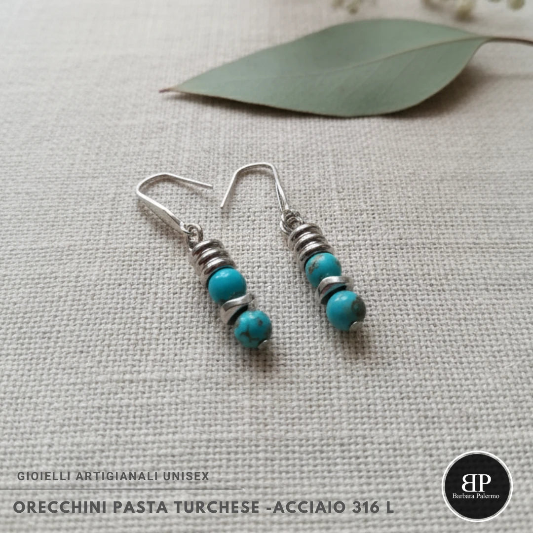 Orecchini Donna in Pasta Turchese e Acciaio 316L