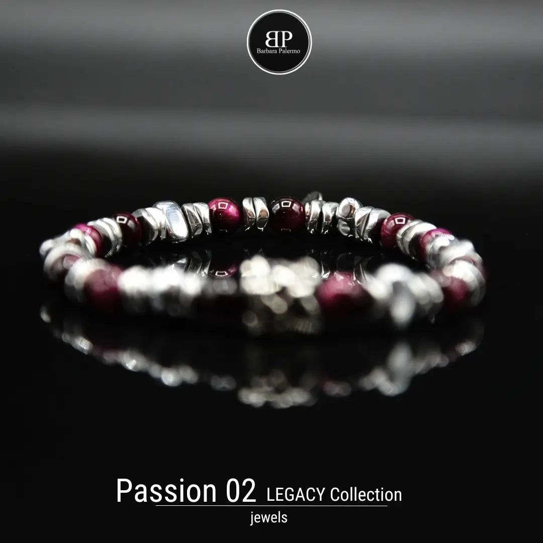 Lila Tigerauge-Armband PASSION mit Silberanschlüssen