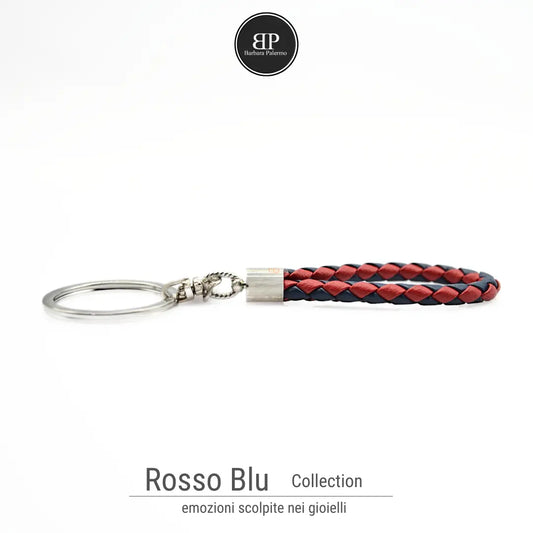 Portachiavi Rosso Blu in pelle - Dettaglio Elegante per Veri Tifosi