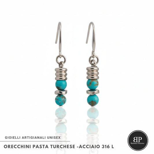 Orecchini Donna in Pasta Turchese e Acciaio 316L