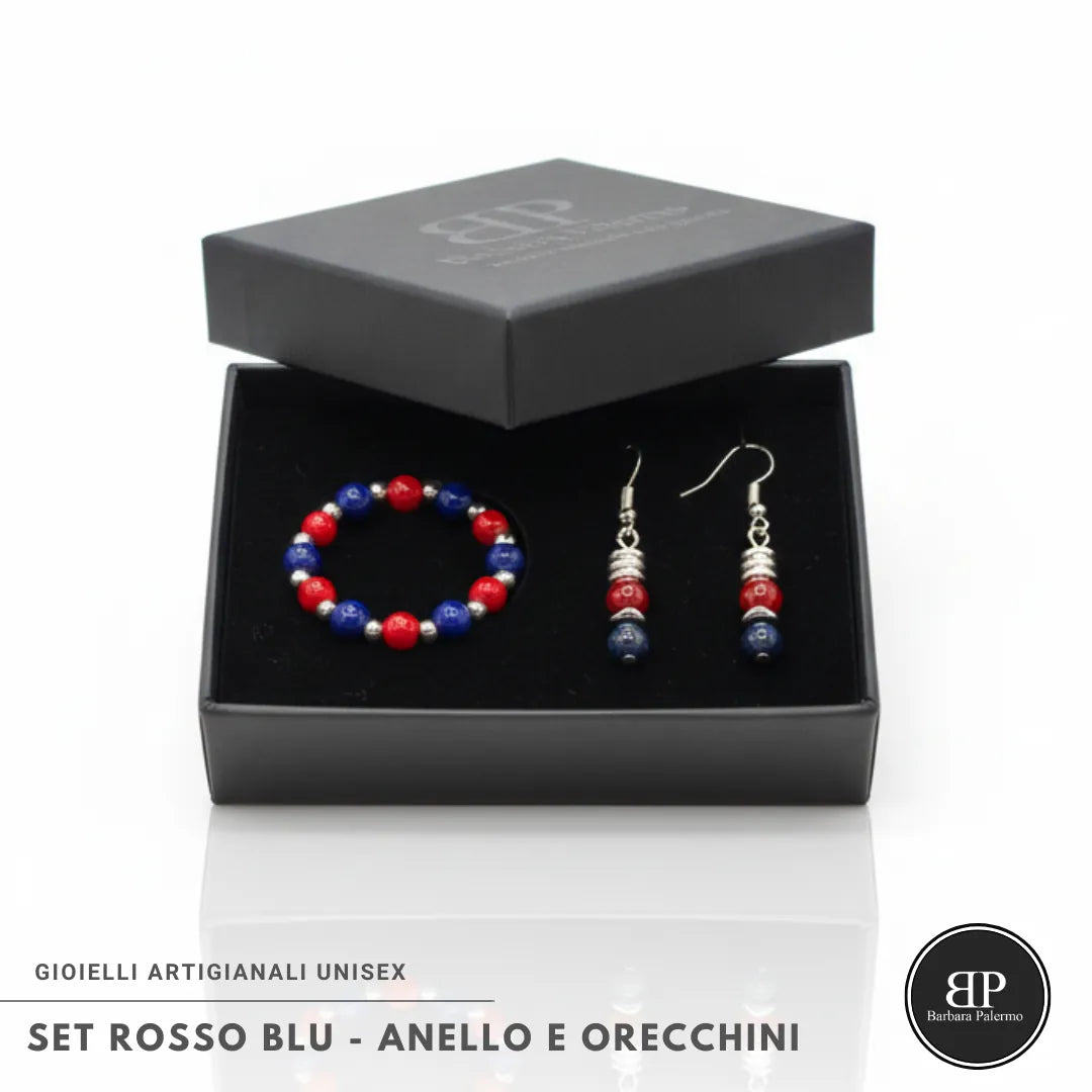 SET ROSSO BLU – ANELLO E ORECCHINI