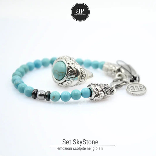 SkyStone Set Anello e Bracciale Turchese