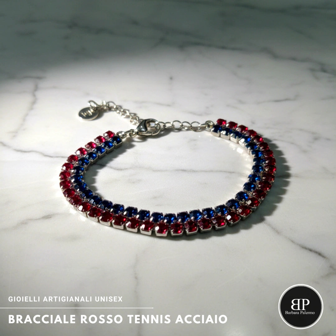 Bracciale Tennis Doppio Rosso Blu - Eleganza e Passione