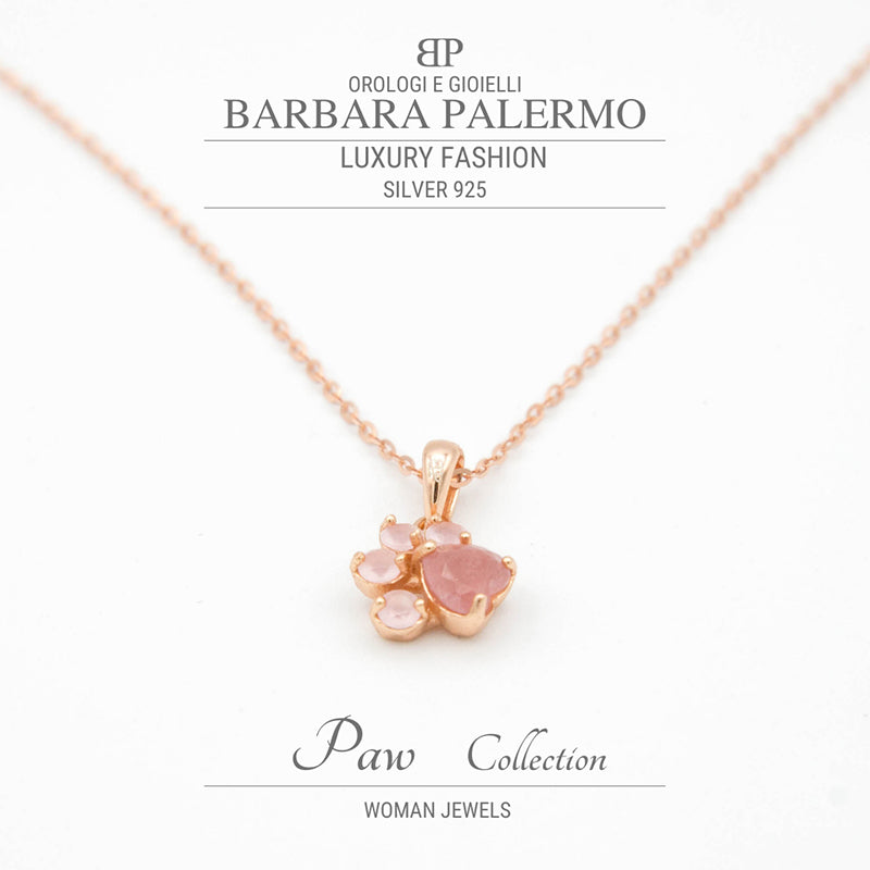 Paw: collana in argento 925 con pietre in Quarzo Rosa placcata in oro –  Barbara Palermo