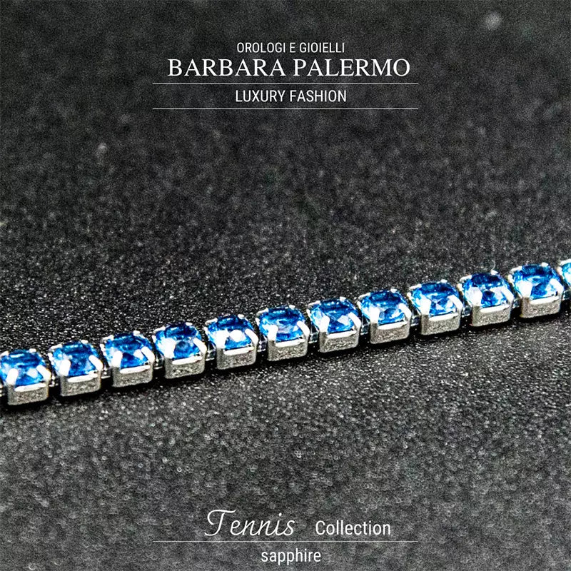 Blaues Tennisarmband aus 316-L-Stahl, PVD-titanbeschichtet