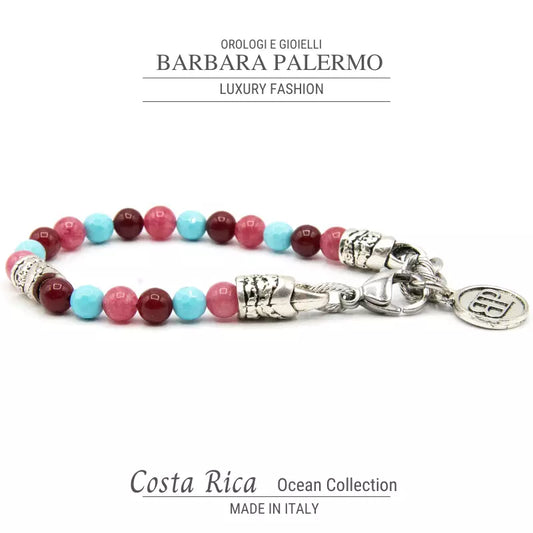Rosafarbenes Jade- und Türkis-Ozean-Costa-Rica-Armband