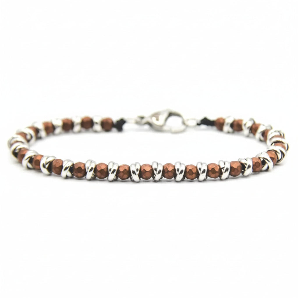 Braccile Uomo 4US Cesare Paciotti In Acciaio Ed Ematite, Lunghezza 18 Cm + 4 Cm Di Estensione, Chiusura A Moschettone