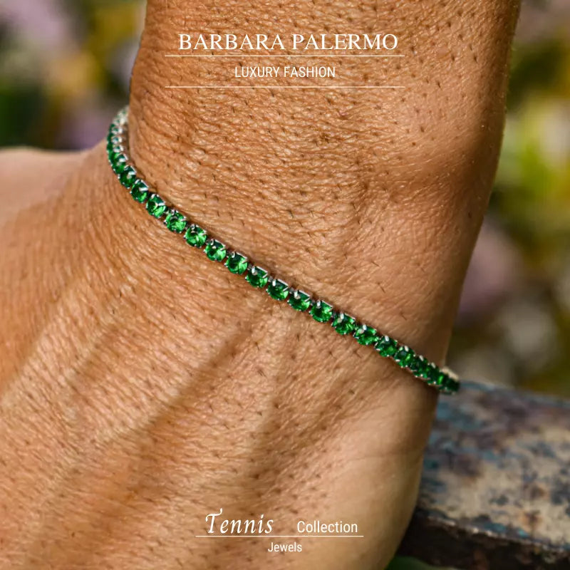 Bracciale Tennis Verde In Acciaio Con Zirconi Barbara Palermo Bracciale Tennis Verde In Acciaio Con Zirconi Barbara Palermo