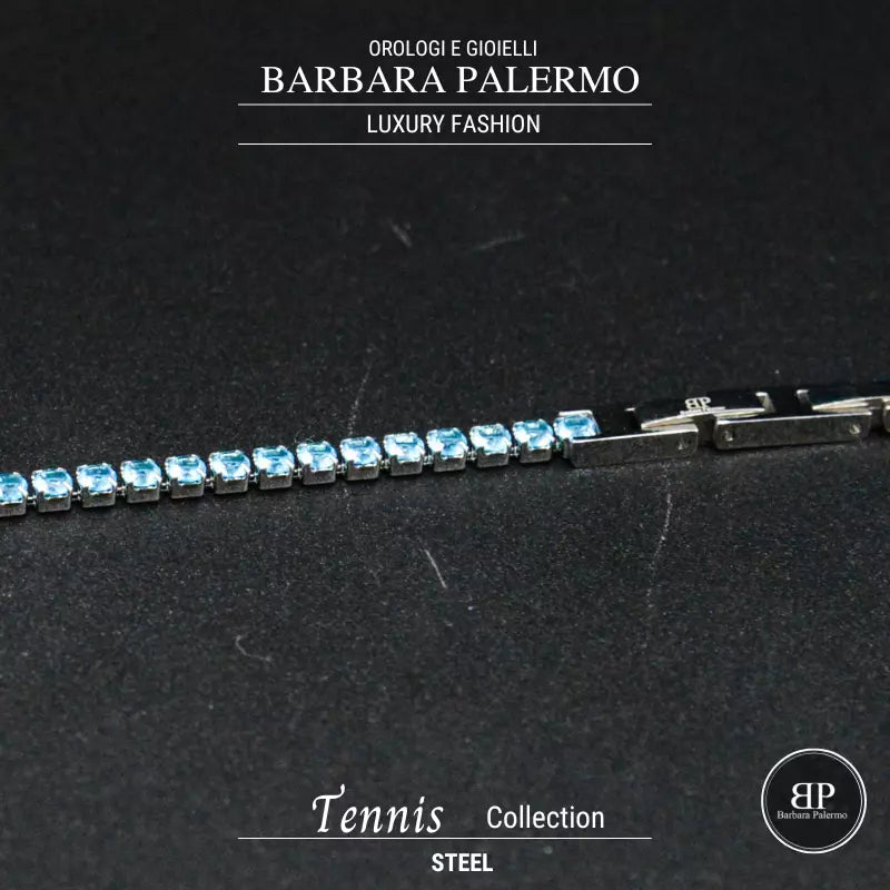 Türkisfarbenes Tennisarmband aus Stahl mit Zirkonen
