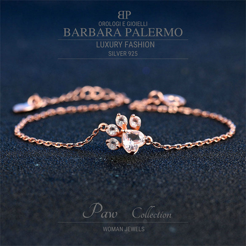 Paw: bracciale argento 925 con pietre in Quarzo Rosa – Barbara Palermo