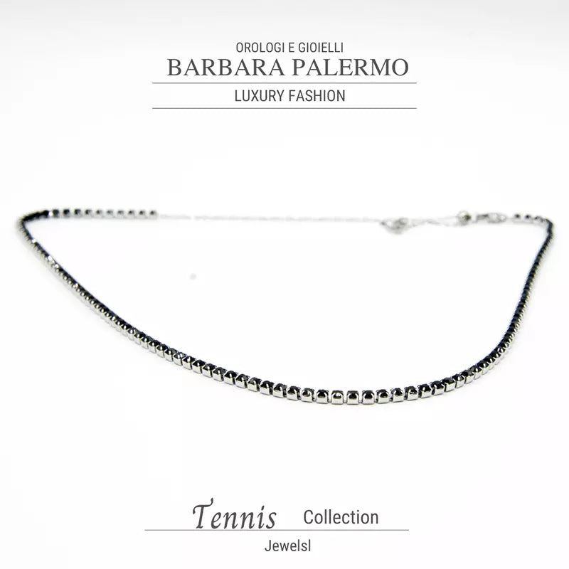 Tennis-Halskette Schwarze Kristallzirkone aus 304 PVD-Stahl