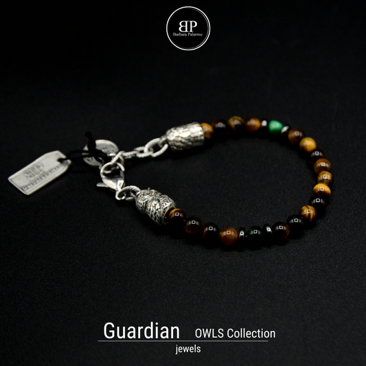 Guardian - Tigerauge-Armband mit silberner Eule