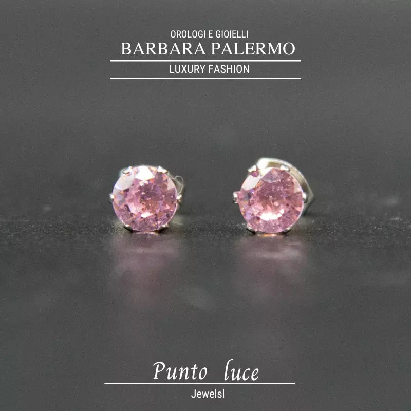 Punto-Luce-Ohrringe aus 316-L-Stahl mit rosa Kristallen