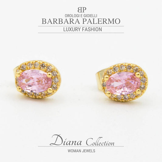 Diana: Vintage-Ohrringe aus Gelbgold mit rosa Zirkon