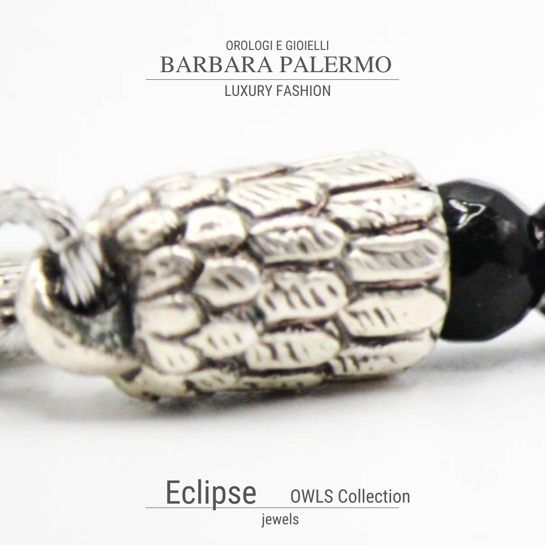 Eulen-Schlüsselanhänger aus facettierten schwarzen Onyx-Steinen von Eclipse