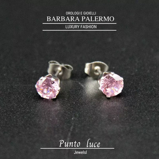 Punto-Luce-Ohrringe aus 316-L-Stahl mit rosa Kristallen